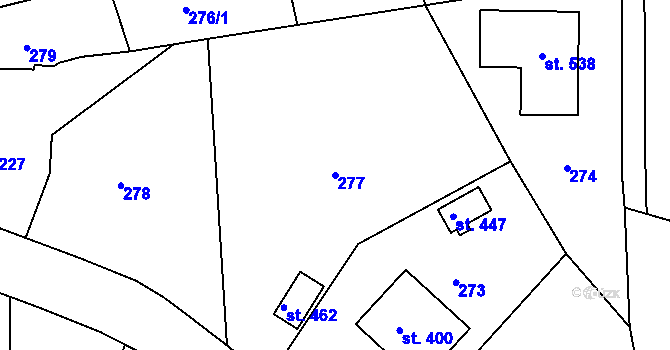 Parcela st. 277 v KÚ Břasy, Katastrální mapa