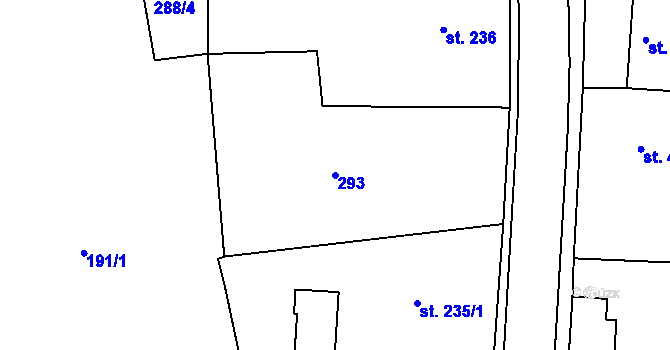 Parcela st. 293 v KÚ Břasy, Katastrální mapa