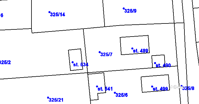 Parcela st. 325/7 v KÚ Břasy, Katastrální mapa