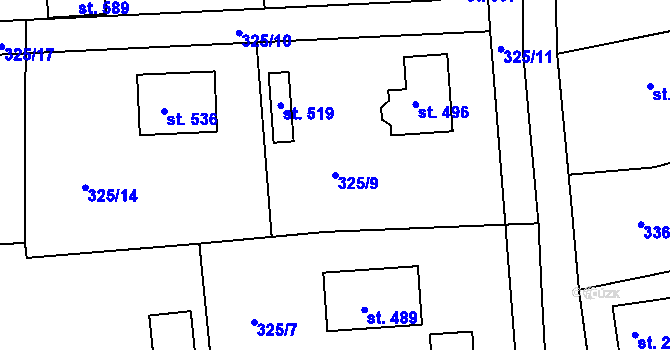 Parcela st. 325/9 v KÚ Břasy, Katastrální mapa