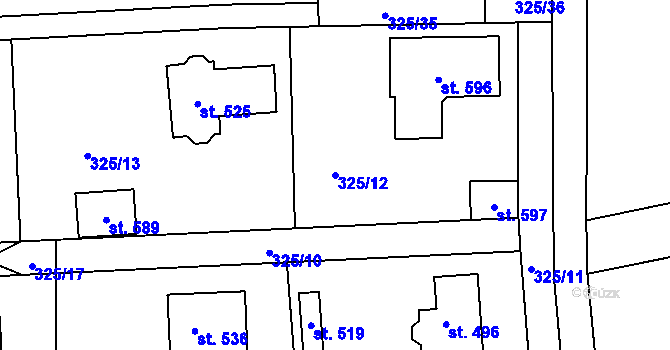 Parcela st. 325/12 v KÚ Břasy, Katastrální mapa