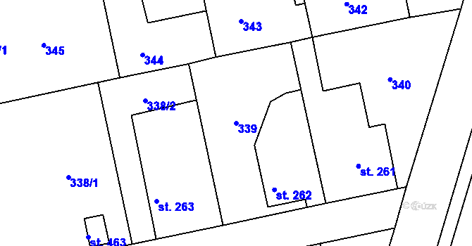 Parcela st. 339 v KÚ Břasy, Katastrální mapa