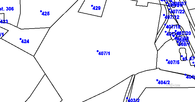 Parcela st. 407/1 v KÚ Břasy, Katastrální mapa