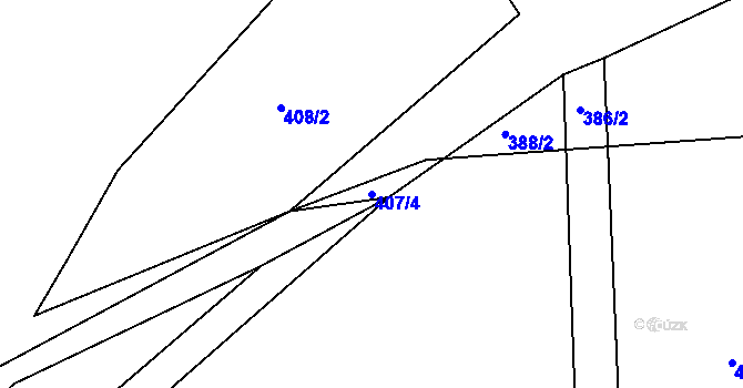 Parcela st. 407/4 v KÚ Břasy, Katastrální mapa