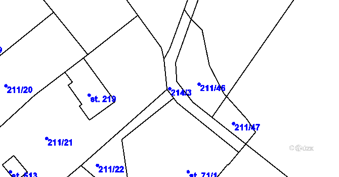 Parcela st. 214/3 v KÚ Břasy, Katastrální mapa
