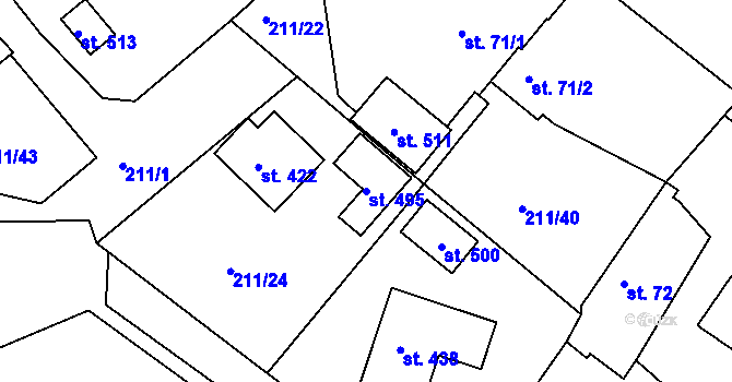 Parcela st. 495 v KÚ Břasy, Katastrální mapa