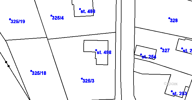 Parcela st. 498 v KÚ Břasy, Katastrální mapa