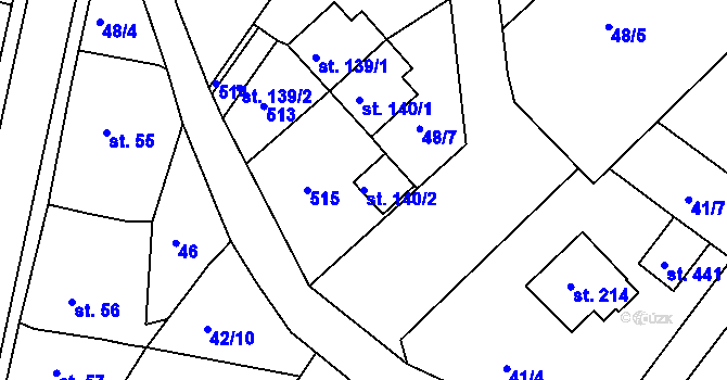 Parcela st. 140/2 v KÚ Břasy, Katastrální mapa