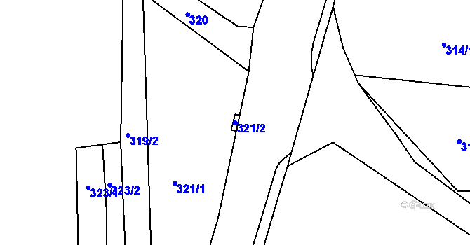 Parcela st. 321/2 v KÚ Břasy, Katastrální mapa