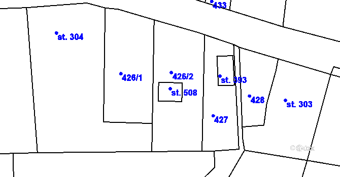 Parcela st. 508 v KÚ Břasy, Katastrální mapa