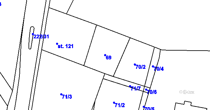 Parcela st. 69 v KÚ Břasy, Katastrální mapa