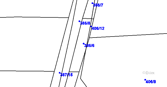 Parcela st. 386/6 v KÚ Břasy, Katastrální mapa