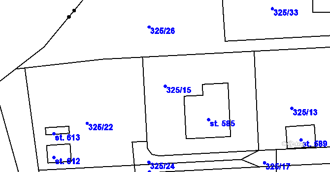 Parcela st. 325/15 v KÚ Břasy, Katastrální mapa