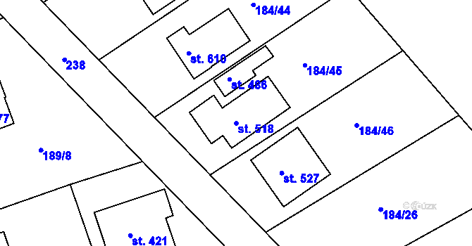 Parcela st. 518 v KÚ Břasy, Katastrální mapa