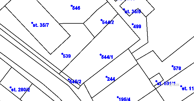Parcela st. 544 v KÚ Břasy, Katastrální mapa