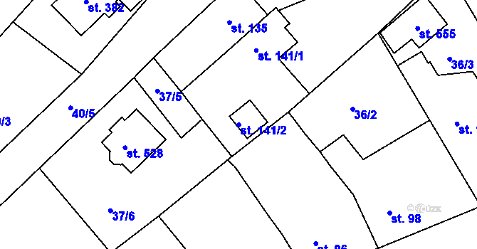 Parcela st. 141/2 v KÚ Břasy, Katastrální mapa