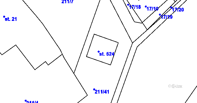 Parcela st. 524 v KÚ Břasy, Katastrální mapa