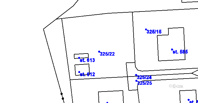 Parcela st. 325/22 v KÚ Břasy, Katastrální mapa