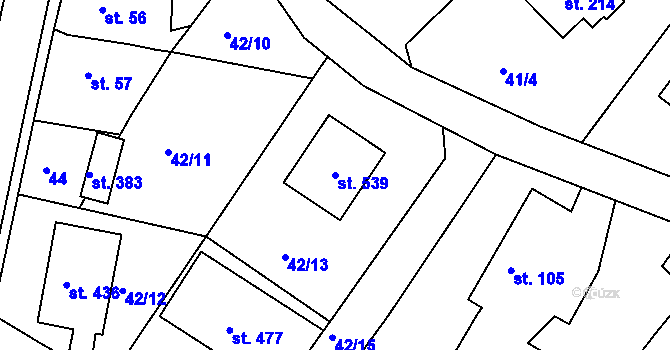 Parcela st. 539 v KÚ Břasy, Katastrální mapa