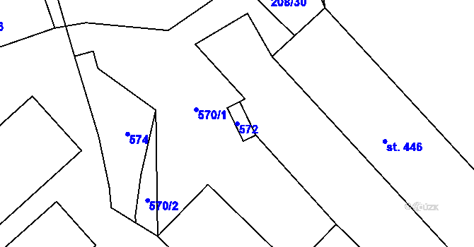 Parcela st. 572 v KÚ Břasy, Katastrální mapa