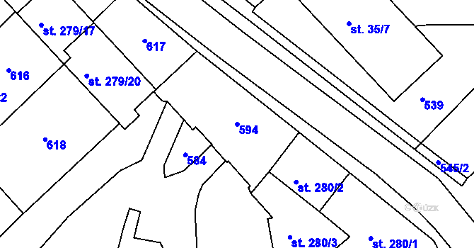 Parcela st. 594 v KÚ Břasy, Katastrální mapa