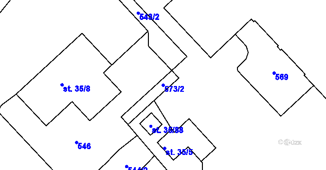 Parcela st. 573/2 v KÚ Břasy, Katastrální mapa