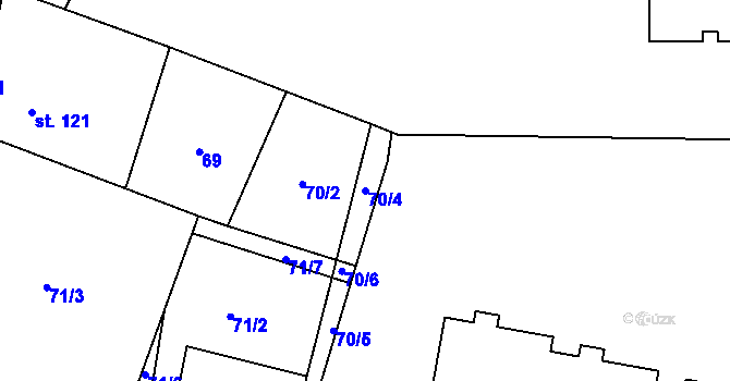 Parcela st. 70/4 v KÚ Břasy, Katastrální mapa