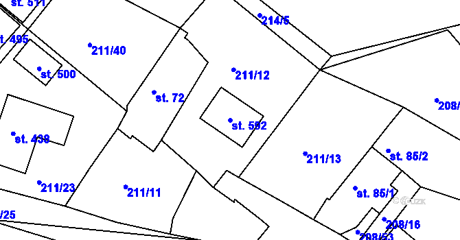 Parcela st. 592 v KÚ Břasy, Katastrální mapa