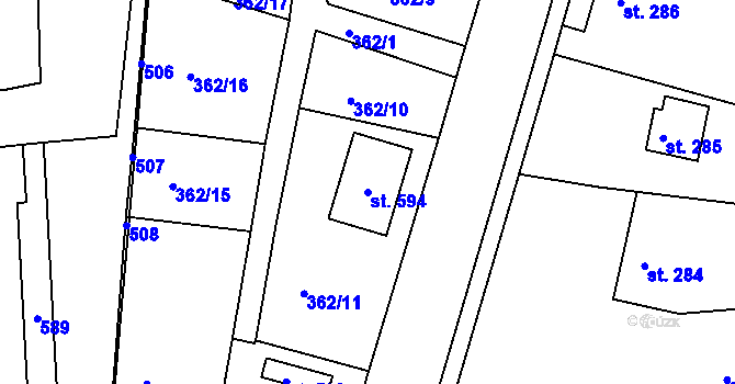 Parcela st. 594 v KÚ Břasy, Katastrální mapa