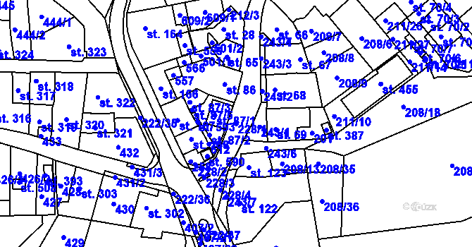 Parcela st. 228/1 v KÚ Břasy, Katastrální mapa