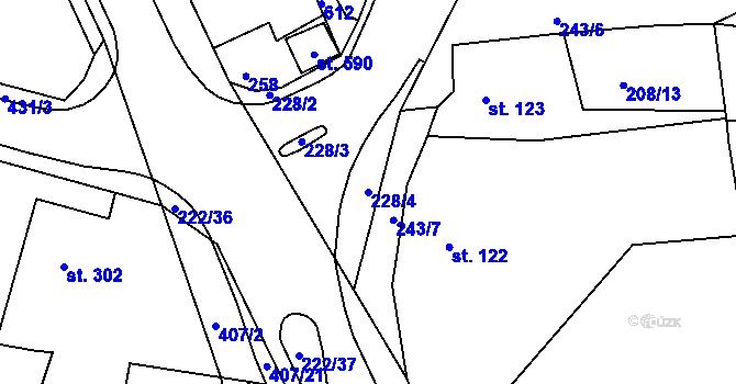 Parcela st. 228/4 v KÚ Břasy, Katastrální mapa