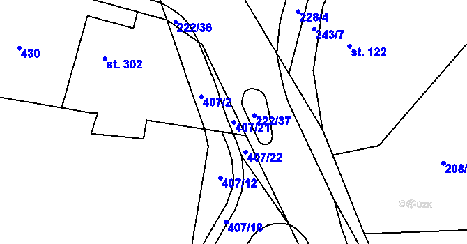 Parcela st. 407/21 v KÚ Břasy, Katastrální mapa