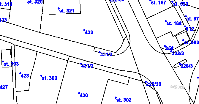 Parcela st. 431/3 v KÚ Břasy, Katastrální mapa