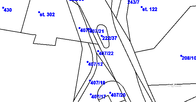 Parcela st. 407/22 v KÚ Břasy, Katastrální mapa