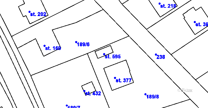Parcela st. 595 v KÚ Břasy, Katastrální mapa