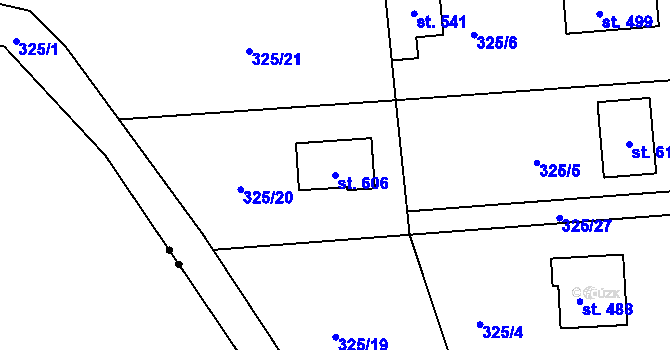 Parcela st. 606 v KÚ Břasy, Katastrální mapa
