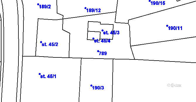 Parcela st. 789 v KÚ Břasy, Katastrální mapa