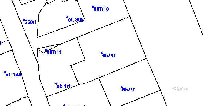 Parcela st. 657/6 v KÚ Kříše, Katastrální mapa