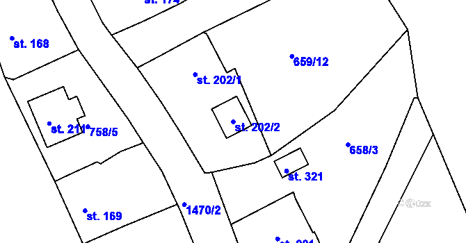 Parcela st. 202/2 v KÚ Kříše, Katastrální mapa