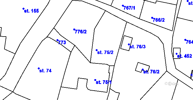 Parcela st. 75/2 v KÚ Stupno, Katastrální mapa