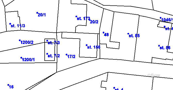 Parcela st. 156 v KÚ Stupno, Katastrální mapa