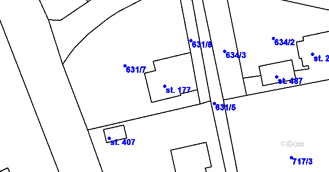 Parcela st. 177 v KÚ Stupno, Katastrální mapa