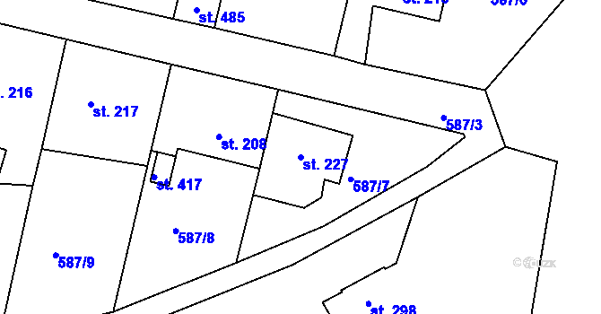 Parcela st. 227 v KÚ Stupno, Katastrální mapa