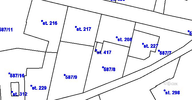 Parcela st. 417 v KÚ Stupno, Katastrální mapa