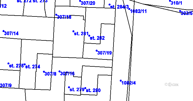Parcela st. 307/19 v KÚ Stupno, Katastrální mapa