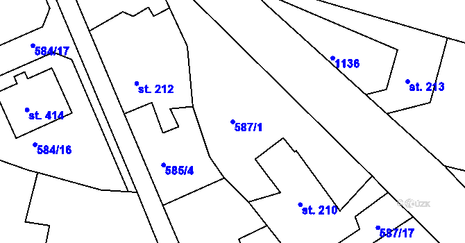 Parcela st. 587/1 v KÚ Stupno, Katastrální mapa