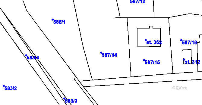 Parcela st. 587/14 v KÚ Stupno, Katastrální mapa