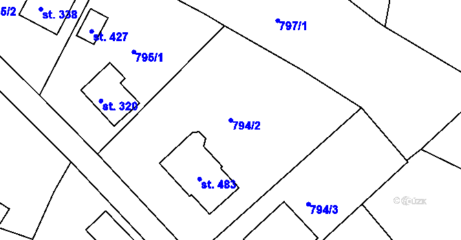 Parcela st. 794/2 v KÚ Stupno, Katastrální mapa