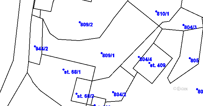 Parcela st. 809/1 v KÚ Stupno, Katastrální mapa