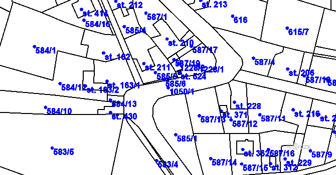 Parcela st. 1050/1 v KÚ Stupno, Katastrální mapa